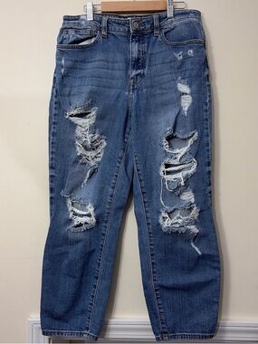 Distressed Blue Ankle Crop Jeans for Women